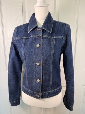 Classic Dark Blue Denim Kenneth Cole trucker Jacket Y2K
